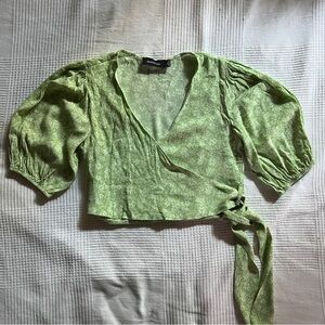 Minkpink Green Floral Wrap Top